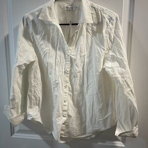 White Long-Sleeve Button-Down Shirt for Men 80 Cotton 20 Linen